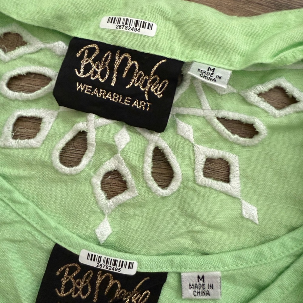 VTG Bob Mackie Neon Lime Eyelet 2-Piece Linen Set /Size M